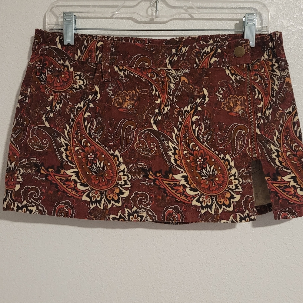 Paisley Print Brown Skirt